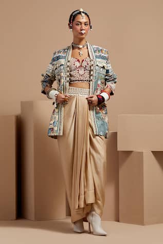 ASEEM KAPOOR Multi Resham Embroidered Jacket Set 
