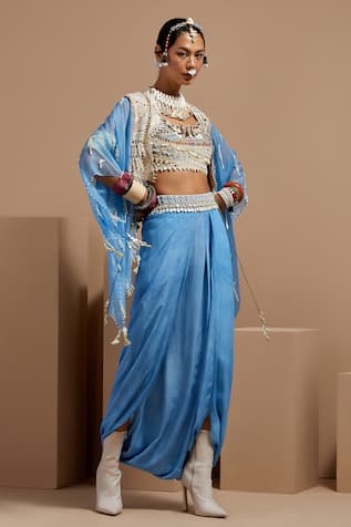 ASEEM KAPOOR Aasmani Veni Dupatta Jacket Set 