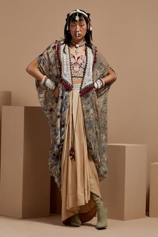 ASEEM KAPOOR Multi Color Resham Embroidered Jacket Set 