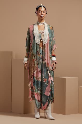 ASEEM KAPOOR Resham Embroidered Jacket & Trouser Set 