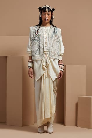 ASEEM KAPOOR Embroidered Gilet Kurta Set 