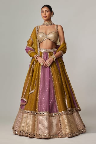 Vvani By Vani Vats Multicolor Gota Embroidered Lehenga Set 