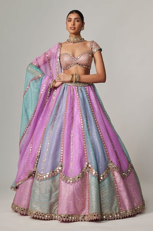 Vvani By Vani Vats Multicolor Gota Embroidered Lehenga Set 
