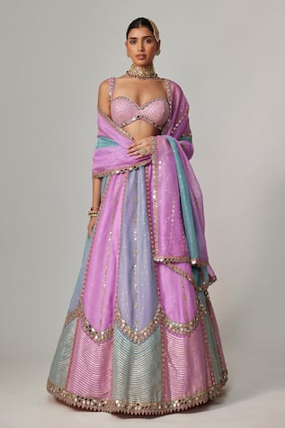 Vvani By Vani Vats Multicolor Organza Lehenga Set 
