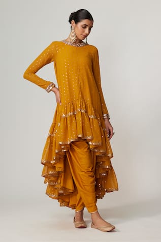 Vvani by Vani Vats Mustard Sequin Embroidered Kurta Set 