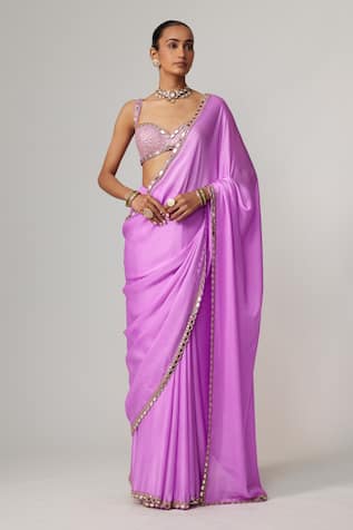 Vvani by Vani Vats Mauve Satin Saree Set 
