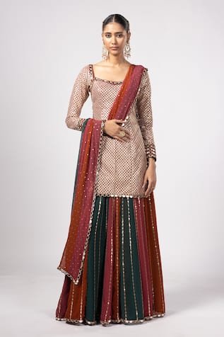 Vvani by Vani Vats Multicolor Kurta Lehenga Set 
