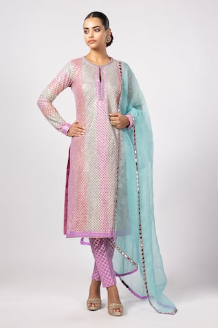 Vvani by Vani Vats Multicolor Aqua Kurta Set 