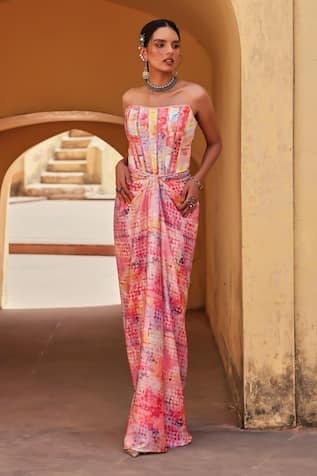 Label Moni K Multi Color Sequin Embellished Skirt Set 