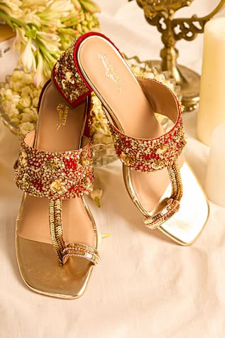 Charmy Heel with Gold Sequins 