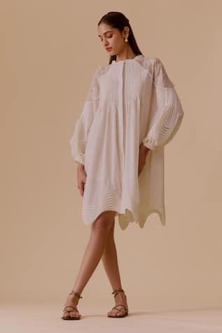 BUNKA Designer Ivory Dress with Belt 