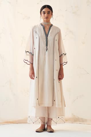 Janki India Ivory Chanderi Kurta Set with Dupatta 