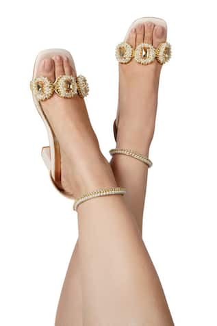 Gold Pearl Embellished Heels 