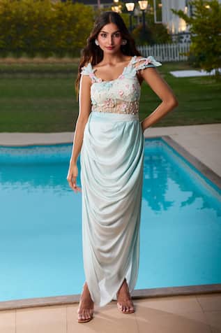 Aariyana Couture Draped Corset Maxi Dress 