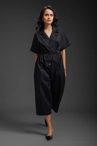 Deepika Arora Black Cotton Designer Jumpsuit 