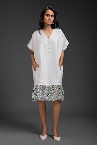Deepika Arora White Taffeta Designer Dress 
