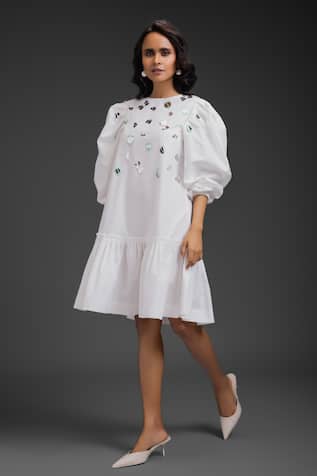 Deepika Arora White Cotton Designer Dress 
