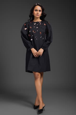 Deepika Arora Black Designer Cotton Dress 