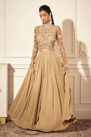 Rimple Agrawal Designer Gold Embroidered Palazzo Set 