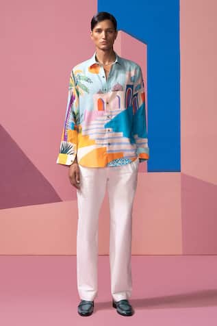 Nautanky White Cotton Linen Casual Trouser 