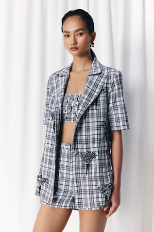 Mellowdrama Check Embellished Blazer 