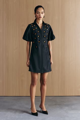 Mellowdrama Black Denim Embellished Dress 