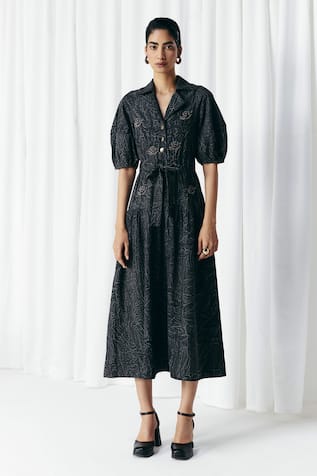 Mellowdrama Washed Denim Embellished Dress 