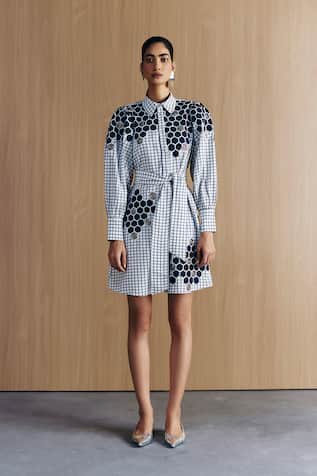 Mellowdrama Check Embellished Shirt Dress 