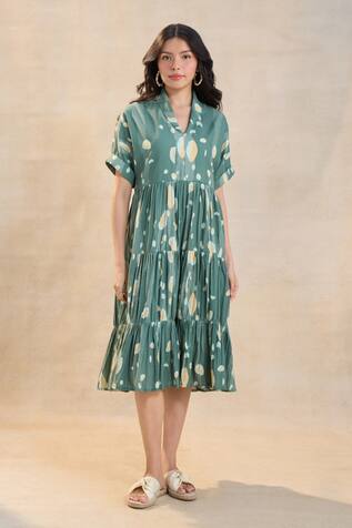 Vedika M Waterdrops Tiered Midi Dress 