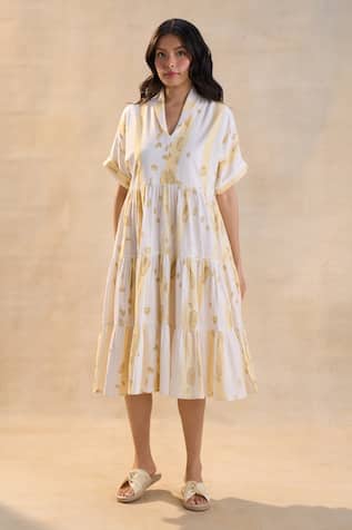 Vedika M Waterdrops Tiered Midi Dress 