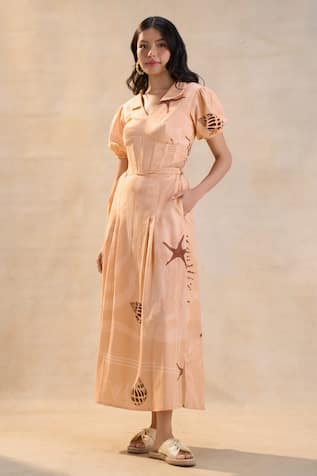 Vedika M Peach Under The Sea Corset Skirt Set 