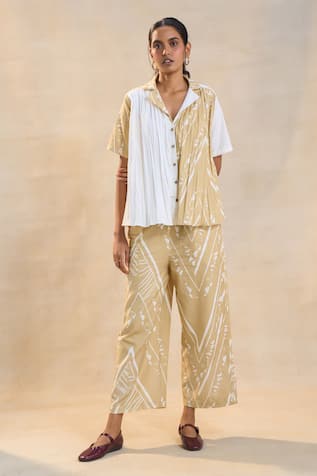 Vedika M Chevron Shell Pleated Shirt Set 