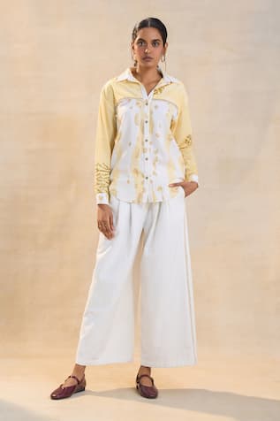 Vedika M Yellow Waterdrop Shirt Set 
