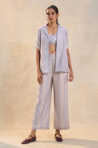Vedika M Grey Cotton Linen Pant Set 