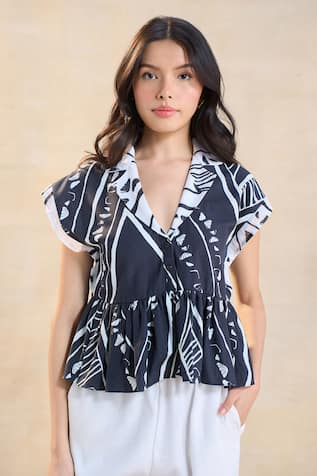 Vedika M Chevron Shell Peplum Top 