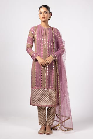 Vvani by Vani Vats Mud Mauve Mirror Kurta Set 