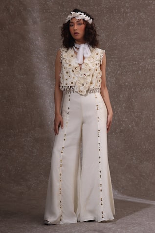 Urmil Designer Off White Jacket & Pant Set 