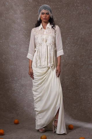 Urmil Off White Fusion Kurta Set 