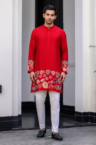 JUHI BENGANI Red Embroidered Kurta Set 