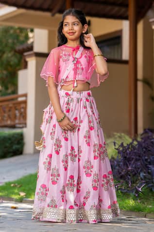 Yuvraani Jaipur Floral Printed Lehenga with Cape 