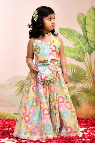 YUVRAANI JAIPUR Multi-colored Lehenga Set for Girls 