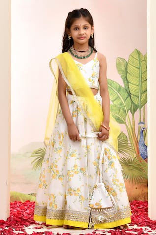 YUVRAANI JAIPUR Ivory & Yellow Designer Lehenga Set 