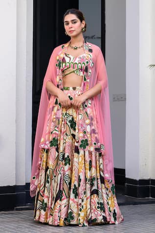 JUHI BENGANI Multi Colour Printed Lehenga Set 