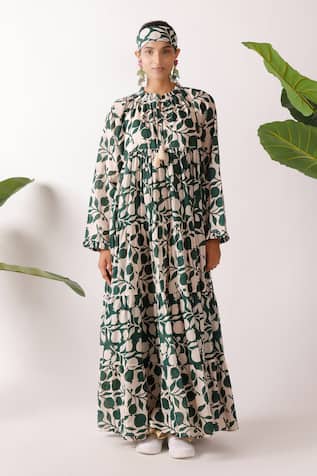 Nikasha Pomegranate Tiered Maxi Dress 