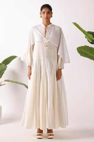 Nikasha Jamdani Godet Cape Dress 