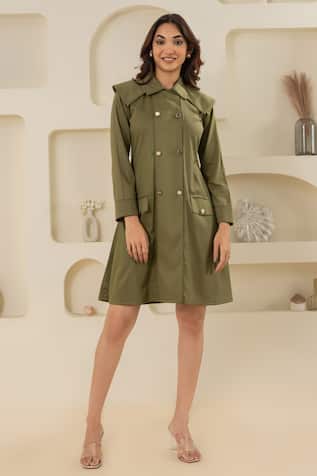 Savaaya Green Cotton Denim Designer Dress 