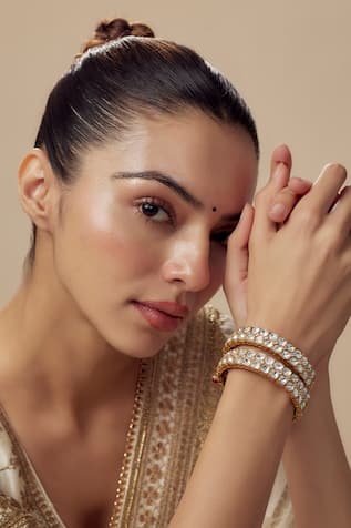 Gold Kundan Polki Designer Bangles 
