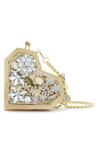 Anaar Gold Foiled Milano Satin Clutch 