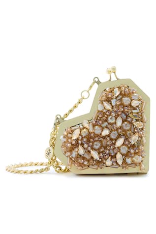 Anaar Gold Foiled Milano Satin Clutch 