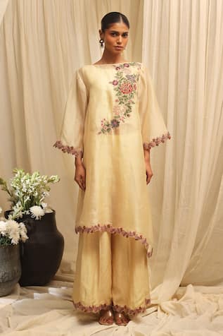 Ekru Saanjh Gulab Kurta Set 